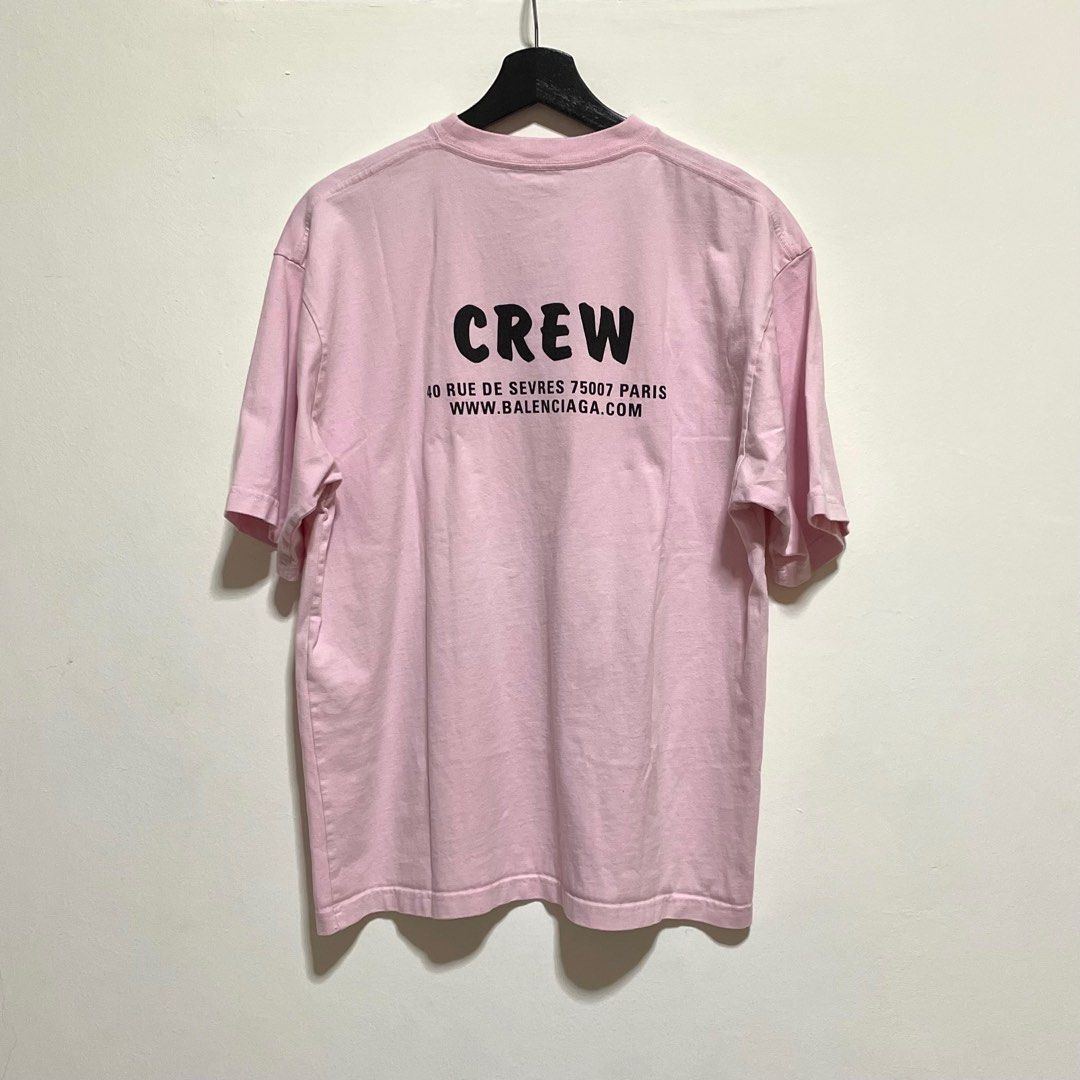 Balenciaga Over Crew Print Cotton Jersey Tshirt In Pink  ModeSens