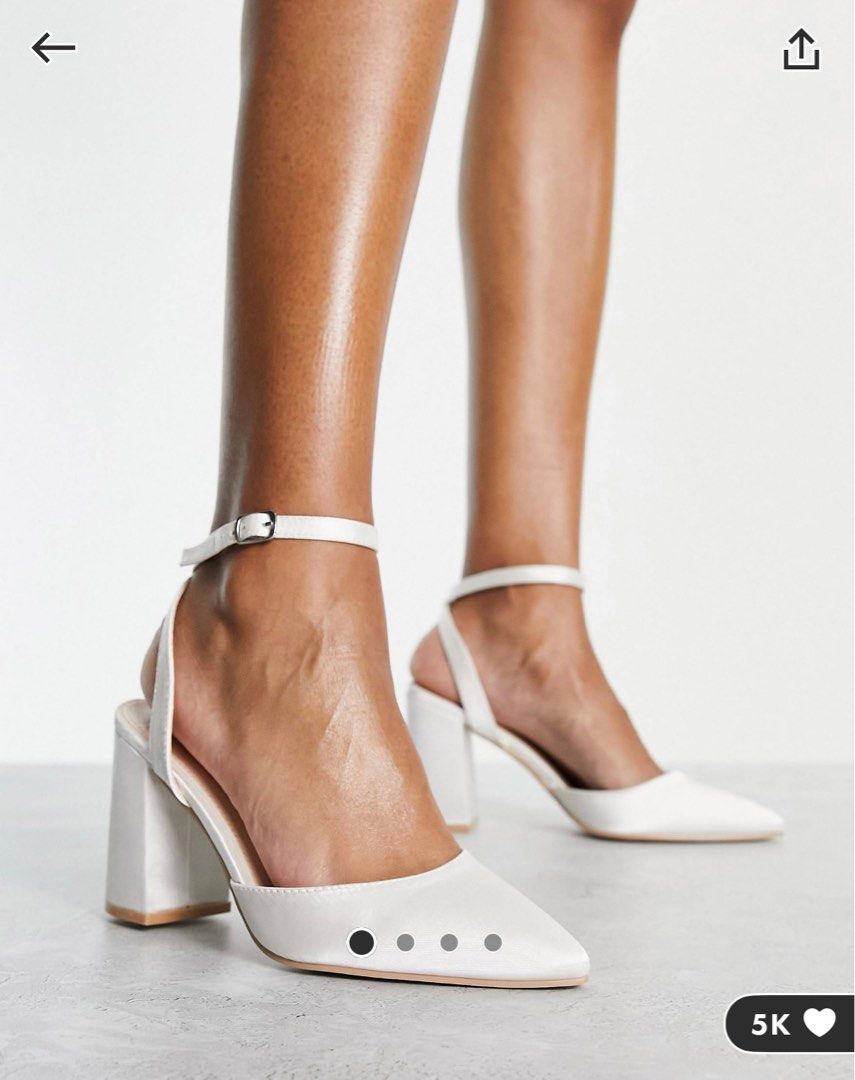 Be Mine Bridal Neima Block Heels in Ivory Satin Women s Fashion