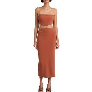 Bec + Bridge Alba Cut Out Midi Dress in Terracotta Size 6/XS