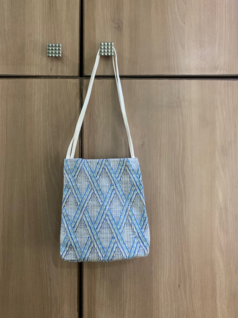 Blue Woven Bag, Women's Fashion, Bags & Wallets, Beach Bags on Carousell