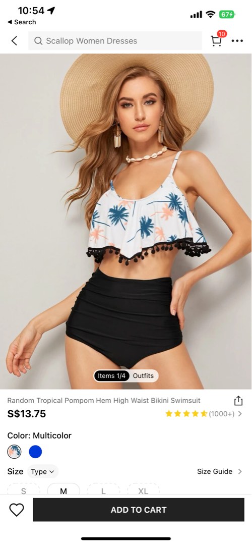 Random tropical ruffle top with high outlet waist bikini
