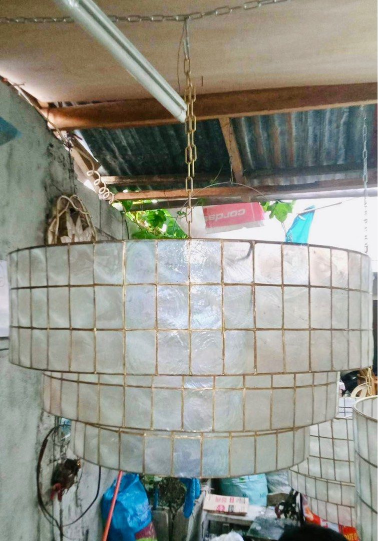 Capiz chandelier (Category: Lighting) located in Caloocan City. Submitted by casadisenyo (Listing ID 1235163036, Image 2). Description: MADE TO ORDER 3 LAYER CAPIZ PENDANT LIGHT Customized size Message me for inquiries .