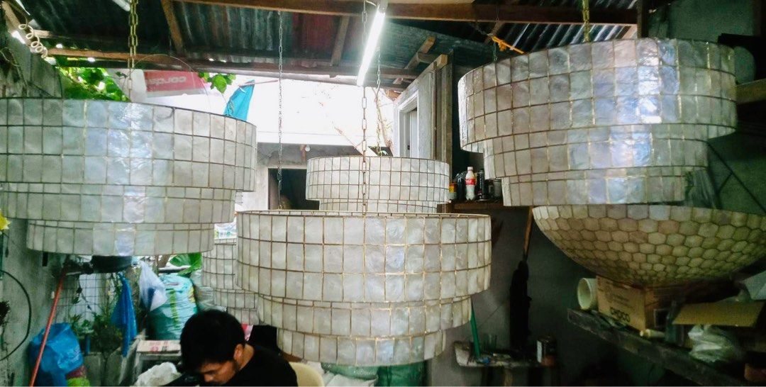 Capiz chandelier (Category: Lighting) located in Caloocan City. Submitted by casadisenyo (Listing ID 1235163036, Image 1). Description: MADE TO ORDER 3 LAYER CAPIZ PENDANT LIGHT Customized size Message me for inquiries .