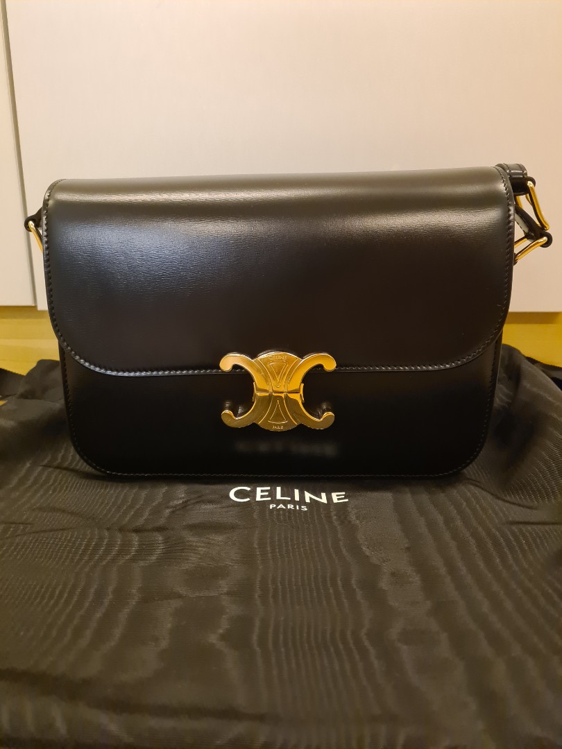 CLASSIQUE TRIOMPHE BAG IN SHINY CALFSKIN - BLACK