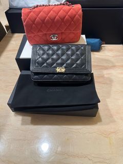 不議價Chanel boy WOC 黑金荔枝