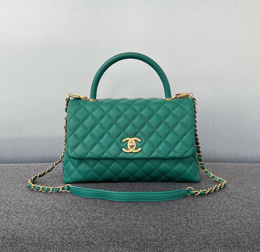 Chanel Coco Handle Medium 29cm Caviar Green / Ghw, Luxury, Bags & Wallets  on Carousell
