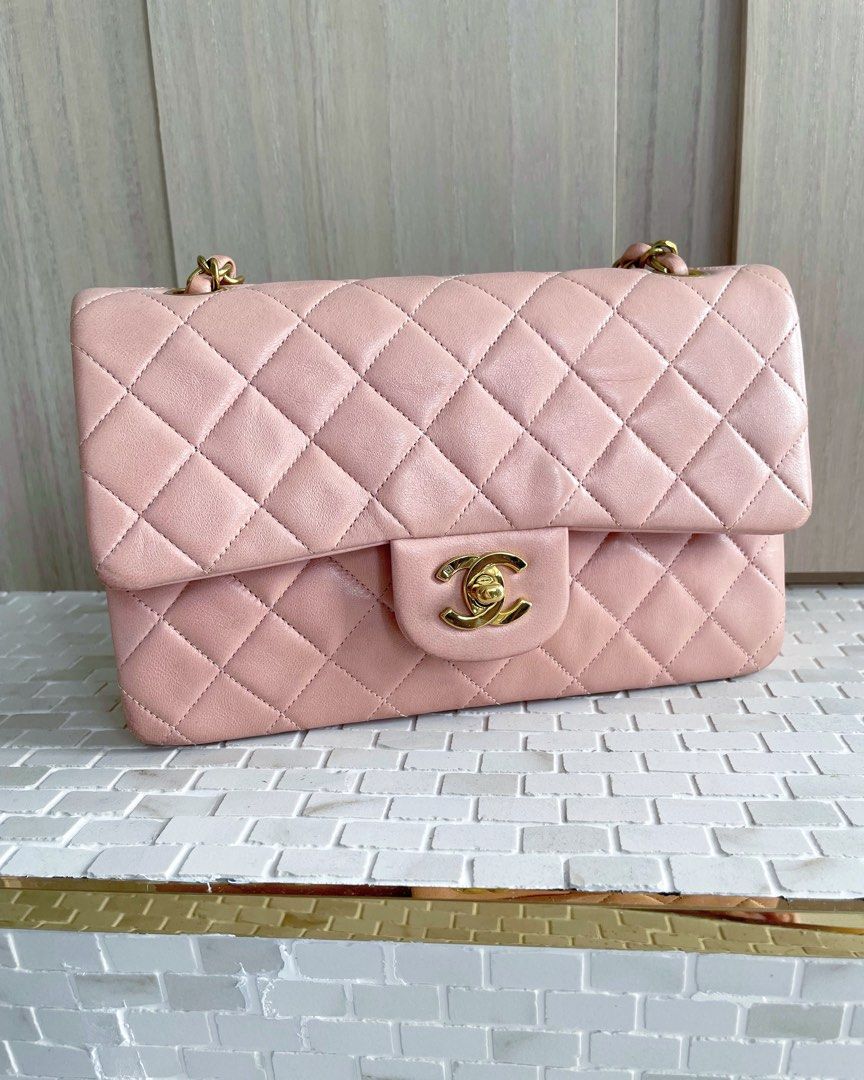 Chanel Small Classic Flap Pink Lambskin 24k GHW vintage Sakura, Luxury,  Bags & Wallets on Carousell