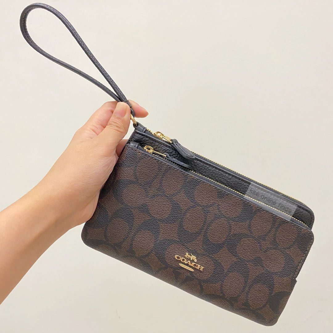 Coach wristlet large double zip online