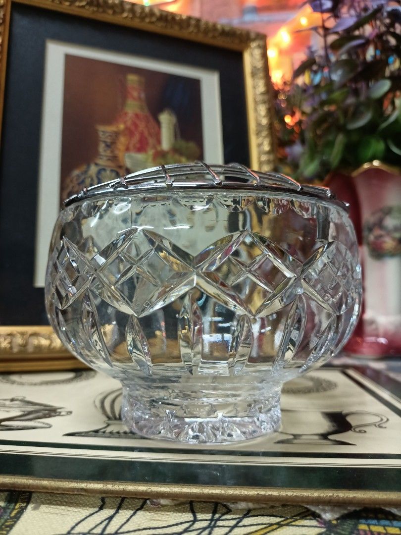 Crystal potpourri Rose bowl with frog, Furniture & Home Living, Home