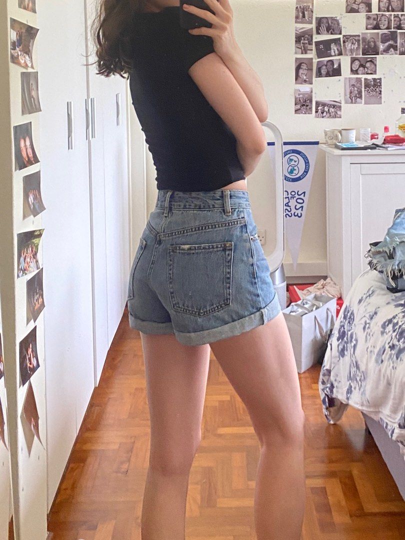 Girls wearing jean shorts on sale