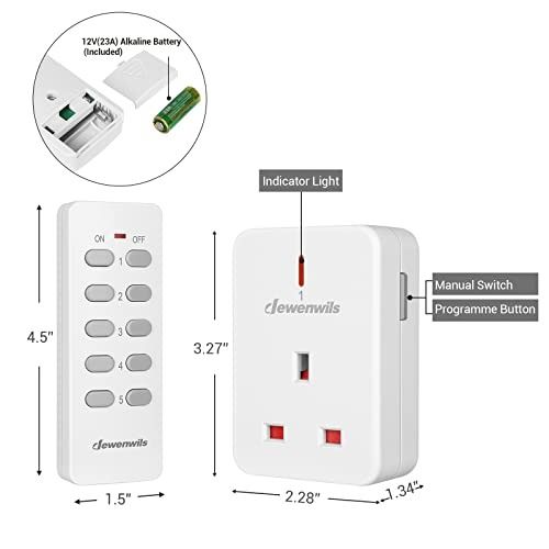 DEWENWILS Remote Control Plug Socket, 13A/3120W Heavy Duty Wireless