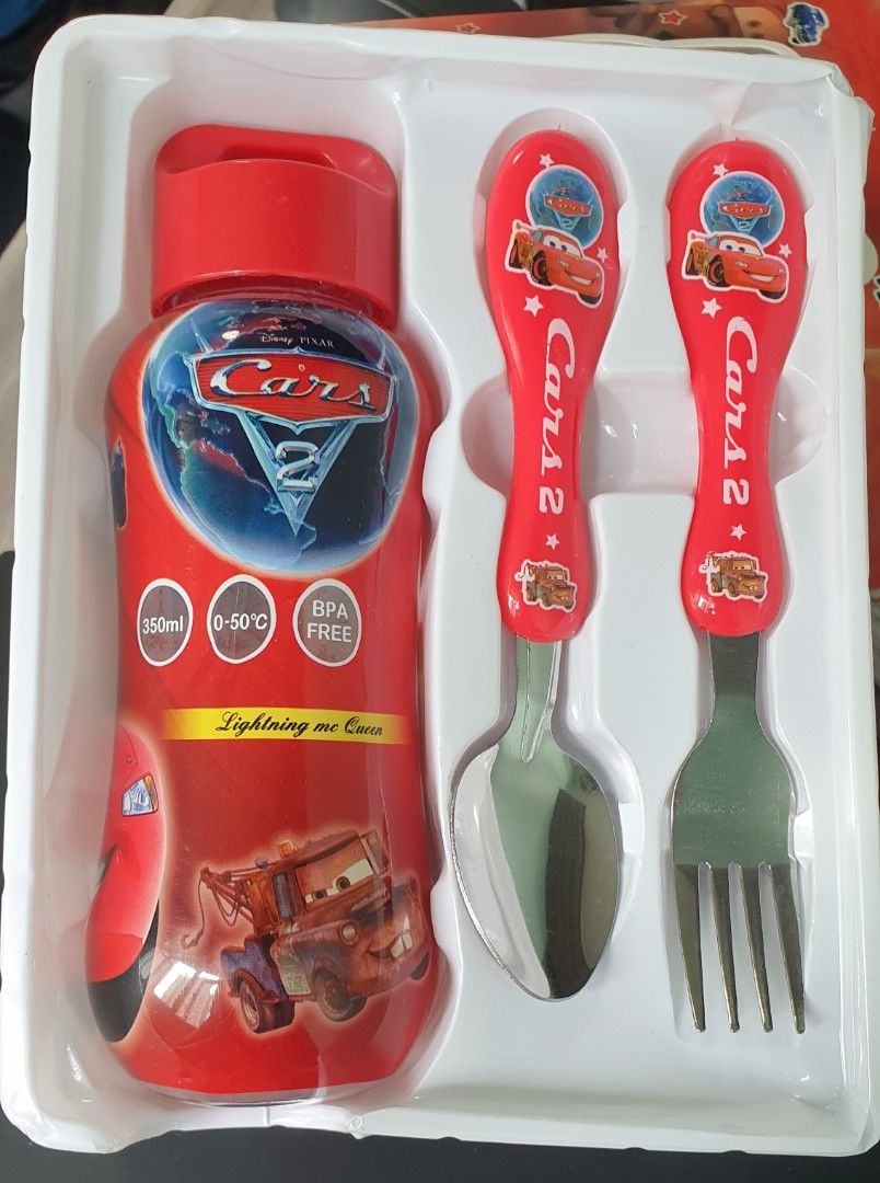 Disney Cars Water Bottle, Fork and Spoon Set, Hobbies & Toys