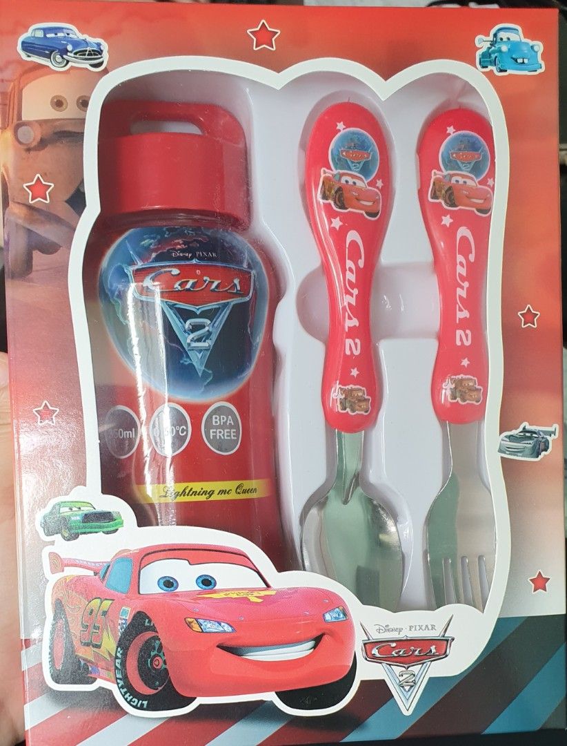 Disney Cars Water Bottle, Fork and Spoon Set, Hobbies & Toys