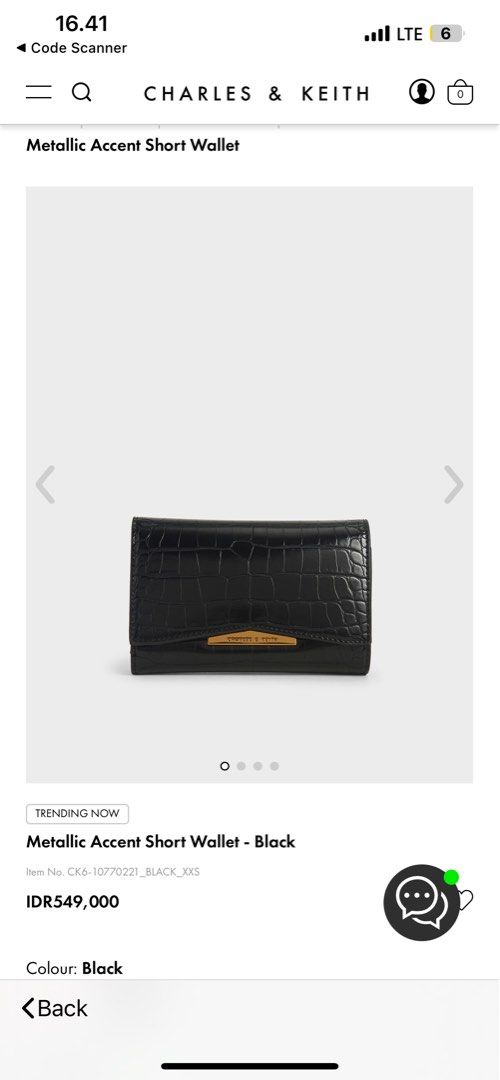 Dompet Charles And Keith Metallic Accent Short Wallet In Black On Carousell