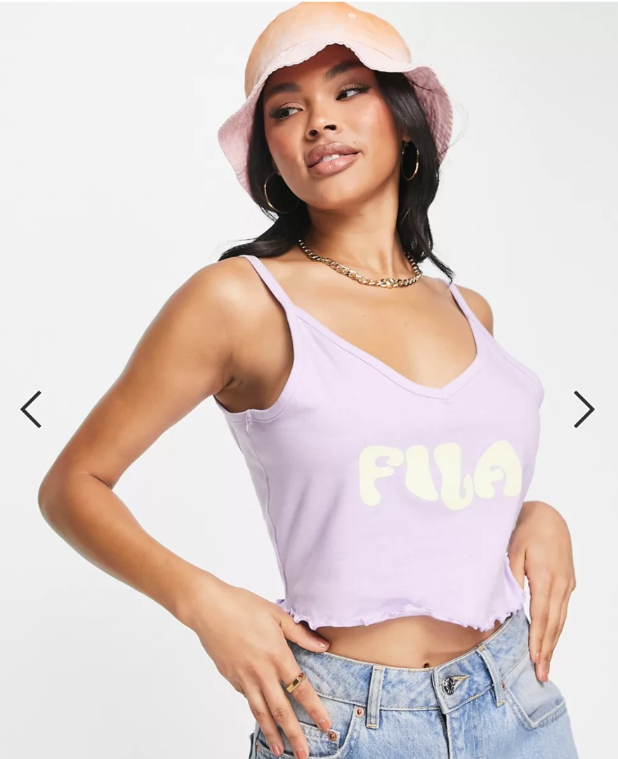 Fila crop top with retro logo in lilac