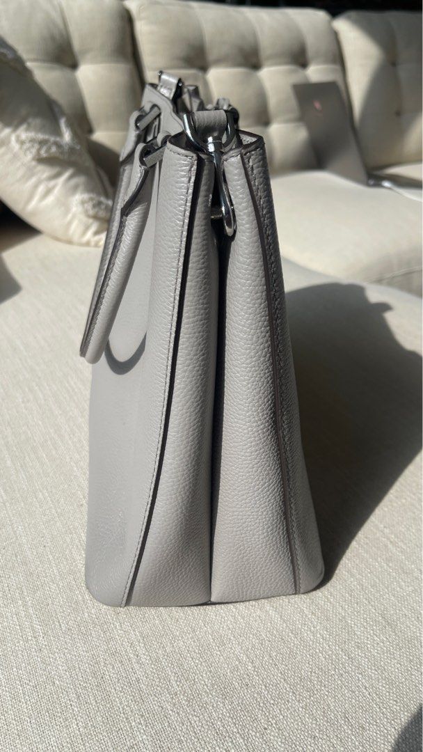 Michael kors mercer large leather tote pearl grey store