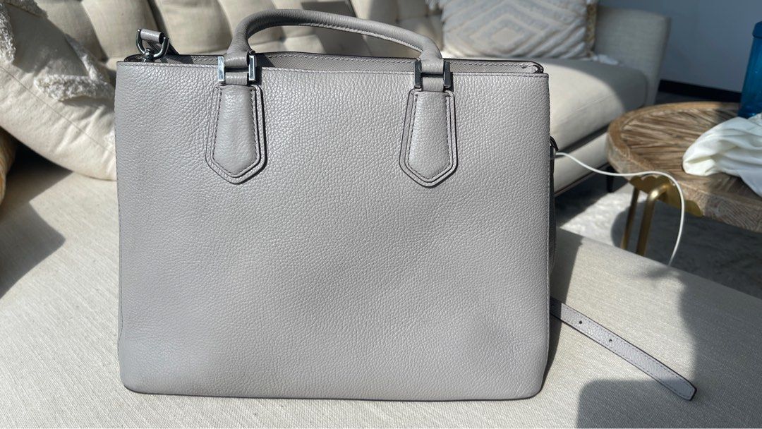 Michael Kors Mercer Large Convertible Tote - Leather - Pearl Grey