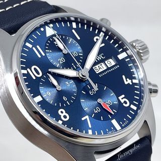 FS.BNIB IWC PILOT PILOT’S WATCH AUTOMATIC CHRONOGRAPH BLUE DIAL ON LEATHER STRAP 41MM WATCH IW388101