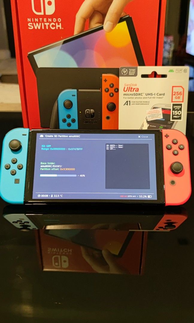 Fully jailbroken nintendo switch oled neon 256gb, Video Gaming, Video