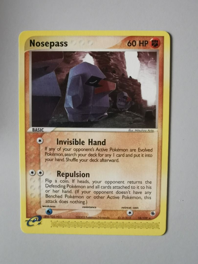 Genuine Rare Pokemon NosePass HP60 18/109 Ex Ruby and Sapphire, Hobbies &  Toys, Toys & Games on Carousell