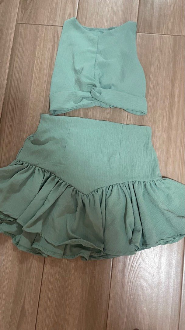 Green skirt and top, Women's Fashion, Dresses & Sets, Sets or