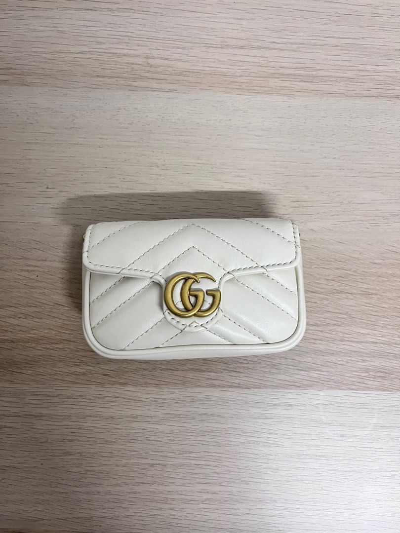 Gucci Brown GG Marmont Keychain Wallet Leather Coin Pouch Beige Pony-style  calfskin ref.549950 - Joli Closet