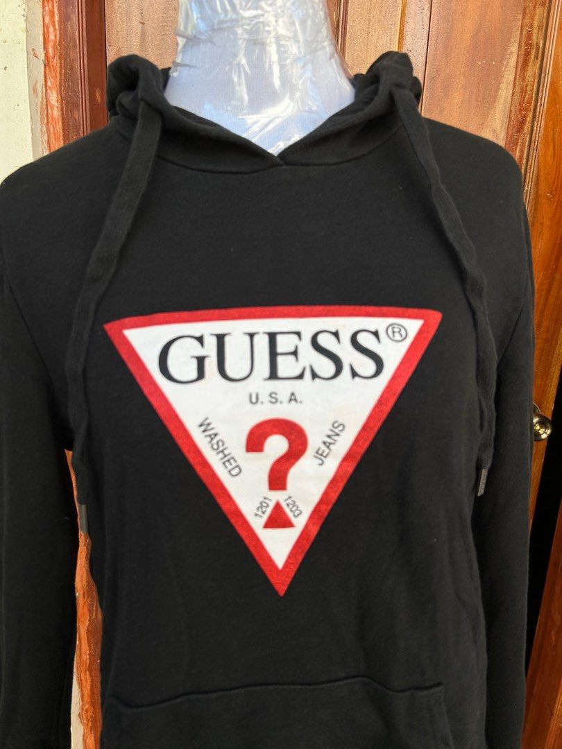 GUESS Classic Logo Pull Over Hoodie Women s Fashion Coats Jackets and Outerwear on Carousell