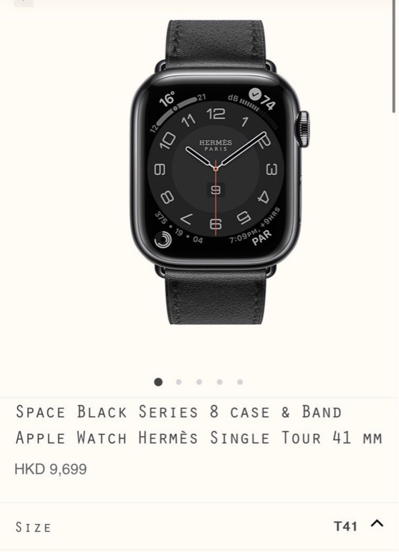 Hermes Apple Watch Space Black Series 8 41mm, 名牌, 手錶- Carousell