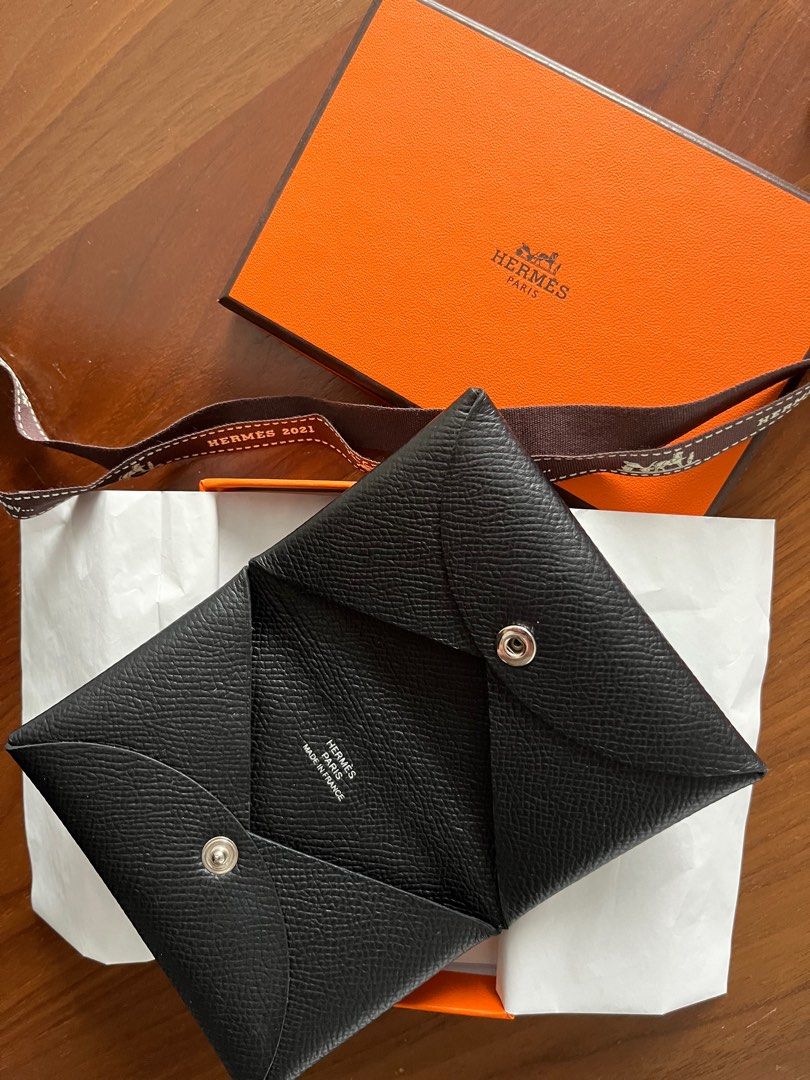 HERMÈS CALVI CARD HOLDER Toffee Peau Leather – LuxuryPromise