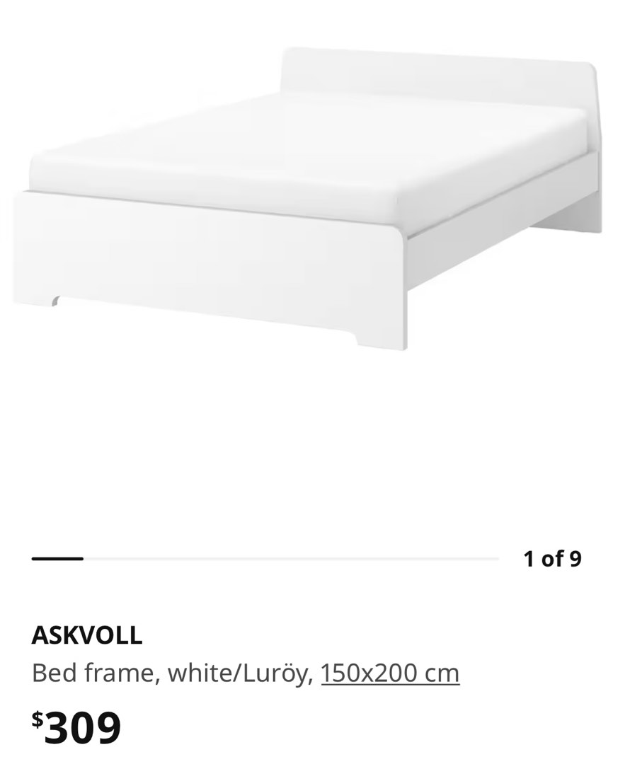 IKEA ASKVOLL bedframe 150x200, Furniture & Home Living, Furniture, Bed