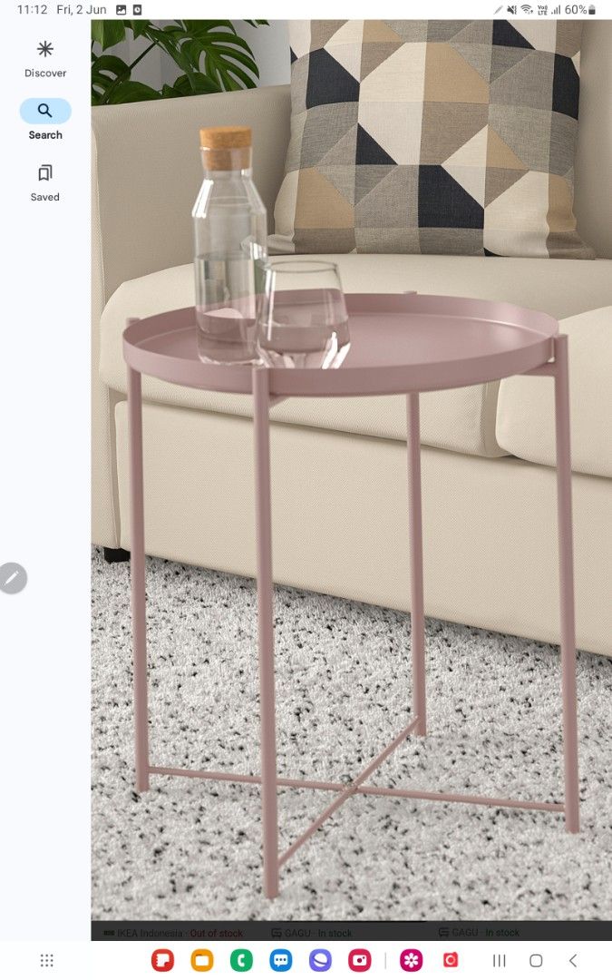 Pink side store table ikea