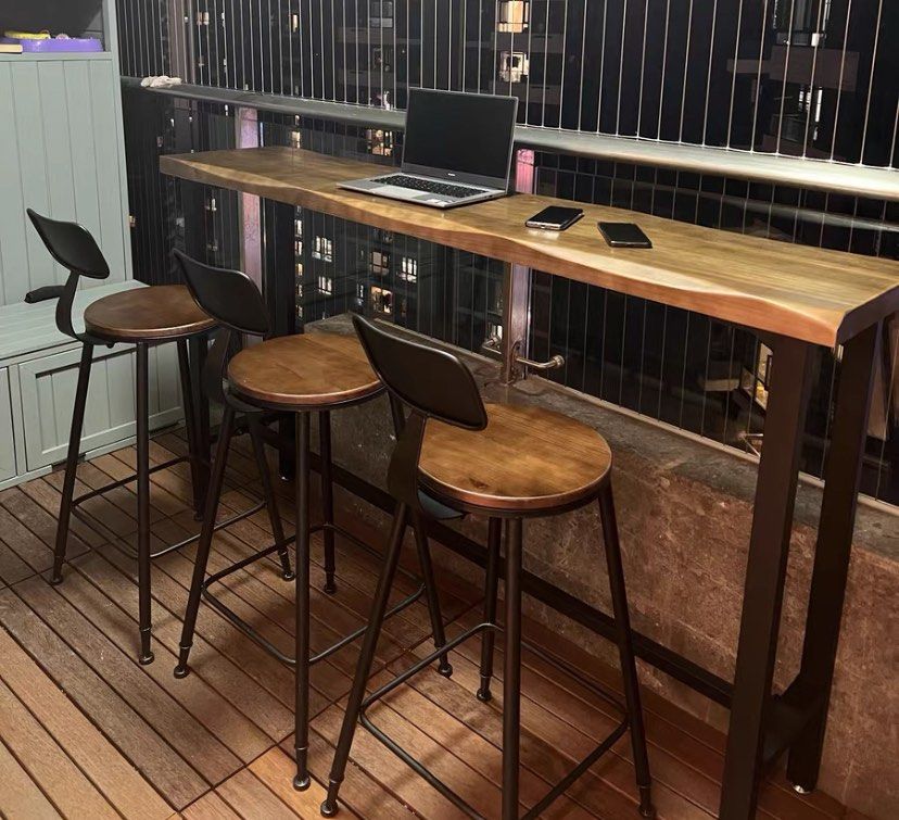 INSTOCK Lora Retro solid wood bar table home simple balcony bar
