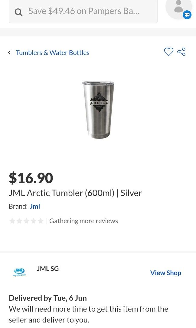 ARCTIC Tumbler Silver 20oz  600ml (1piece) - JML Singapore - Everyday  Easier