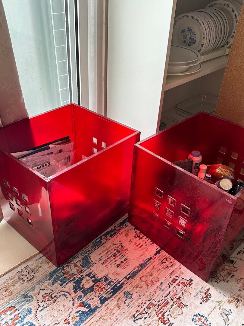 Red kallax boxes hot sale