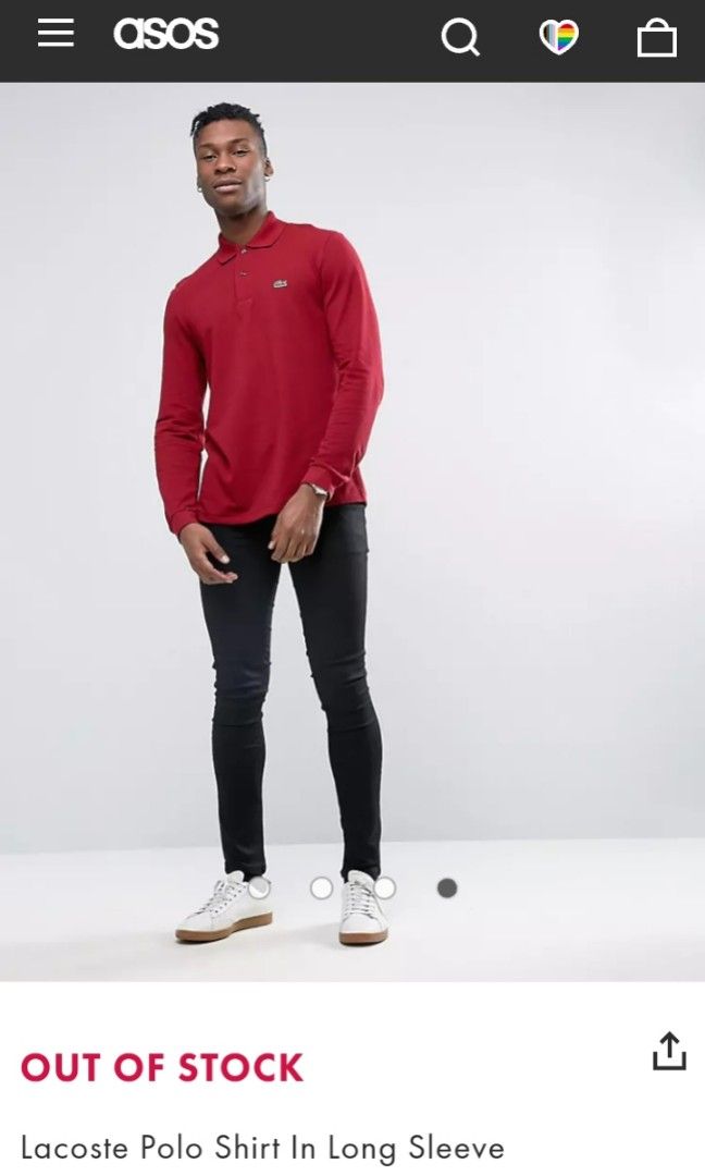 LACOSTE LONG SLEEVE POLO SHIRT RED