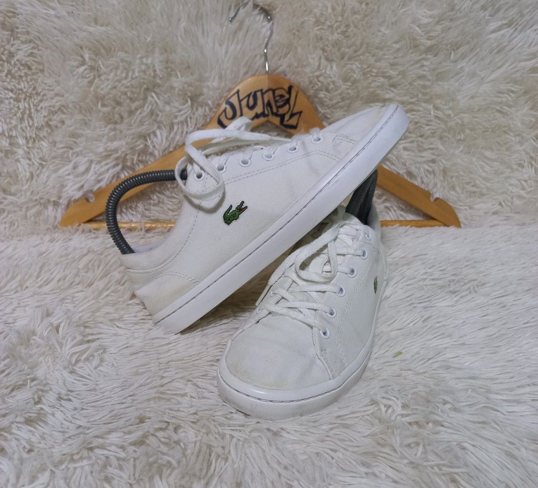 Lacoste white canvas shoes hotsell