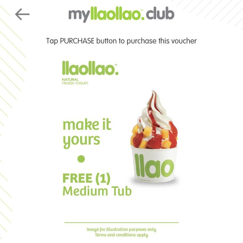 llaollao medium tub voucher, Food & Drinks, Chilled & Frozen Food on Carousell
