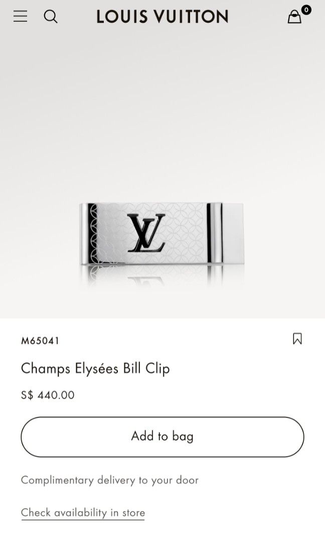 Louis Vuitton Champs Elysées Bill Clip LV Money Clip, Luxury