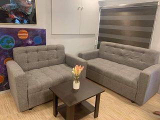 Love sofa 2 and 3 seater grey fabric with center table Uratex foam