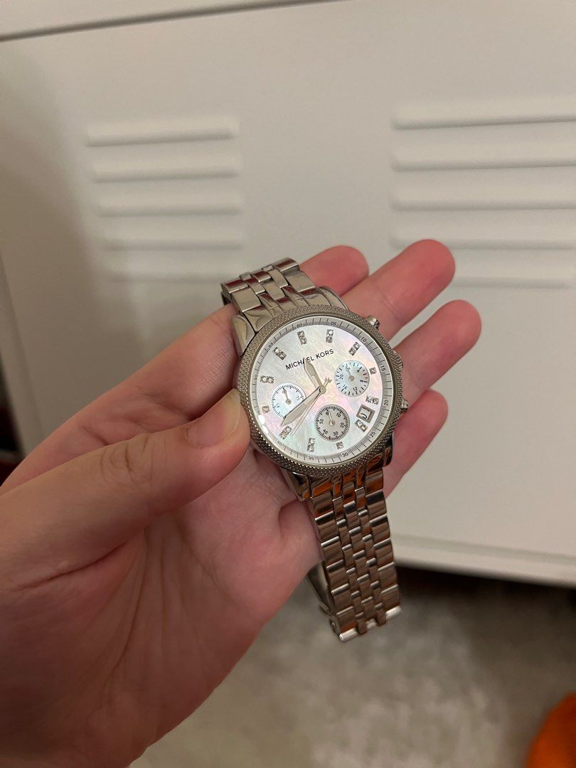 Michael Kors watch mother of pearl with swarovski crystal