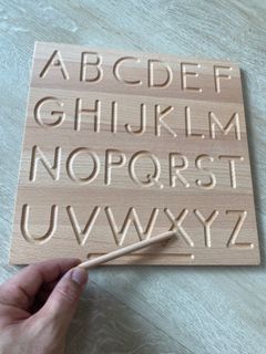 Coogam Wooden Letters Practicing Board, Double-Sided Alphabet Tracing Tool Learning to Write ABC Educational Toy Game Fine Motor Montessori Gift for