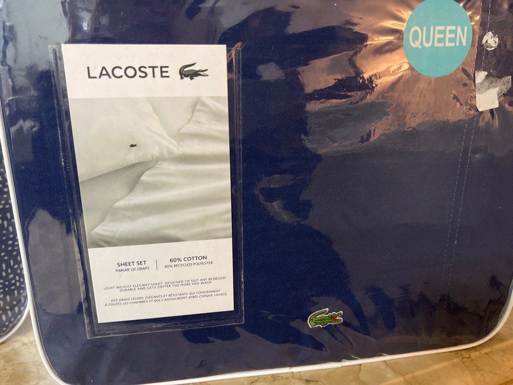 Navy Blue Lacoste Bed Sheets set on Carousell