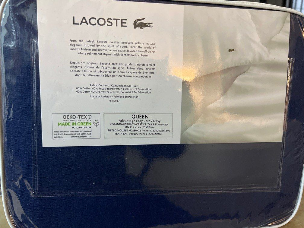 Navy Blue Lacoste Bed Sheets set on Carousell