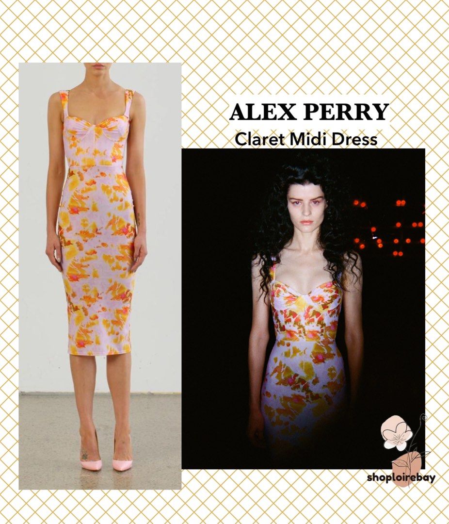 NEW ALEX PERRY Claret Midi Floral Midi Dress Women s Fashion