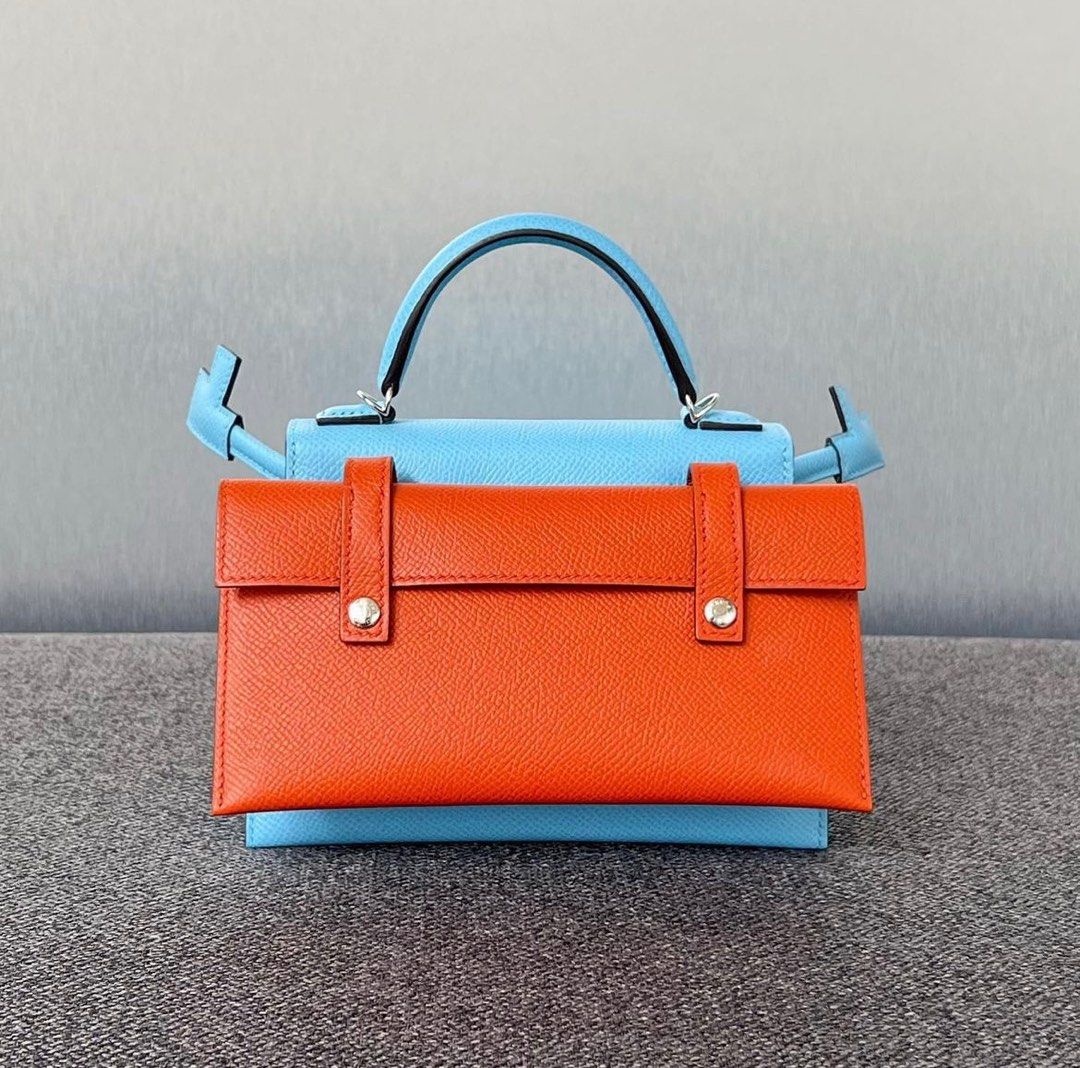 Hermès Kellydole Picto Epsom Chai / Mauve / Terre Battue / Celeste