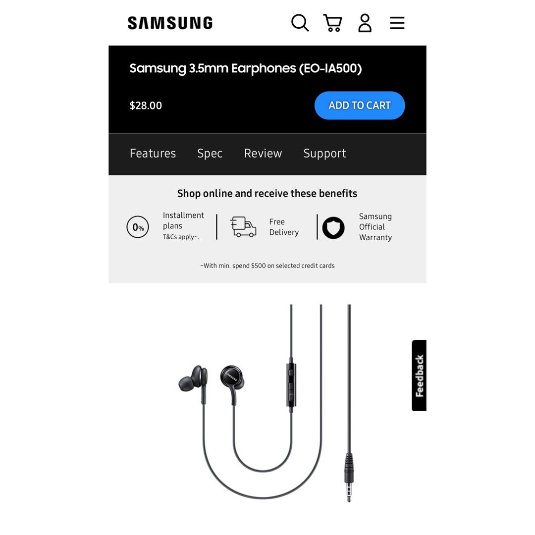 Carousell EO-IA500, Earphones 3.5mm Audio, Samsung on Earphones New
