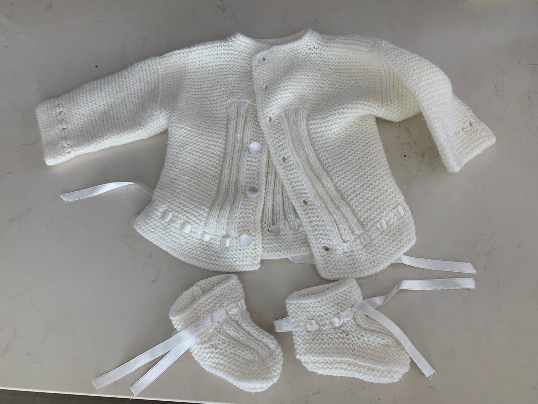 Newborn white knitted cardigan on sale