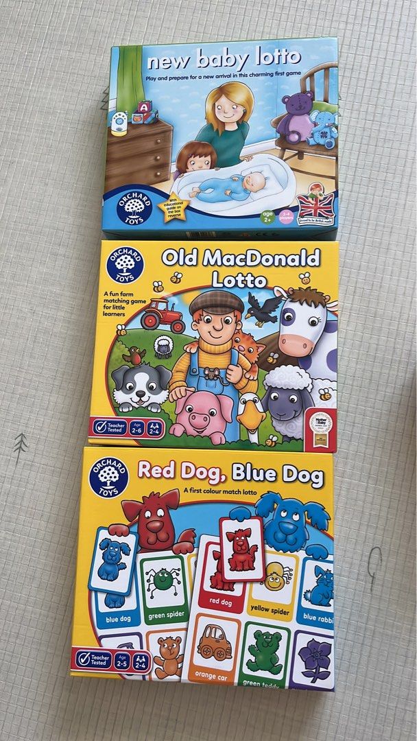 Orchard Toys Old McDonald Lotto New Baby Lotto Red Dog Blue Dog