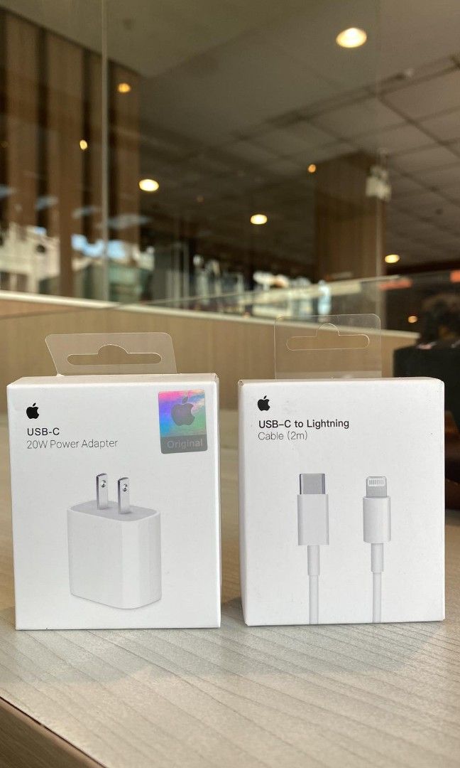 ORIGINAL‼️IPHONE CHARGER 20W ADAPTER & 2M TYPE-C TO LIGHTNING CABLE (Category: Cables & Adaptors) located in Manila. Submitted by milasgadgetph (Listing ID 1235318016, Image 1). Description: Original 20W USB-C Power Adapter offers fast charging, efficient at home, in the office or on the go. Compatible with any USB-C enabled devices. * 20W USB-C Power Adapter + USB-C to Lightning Cable (Set) * 20W USB-C Power Adapter * USB-C to Lightning Cable (1