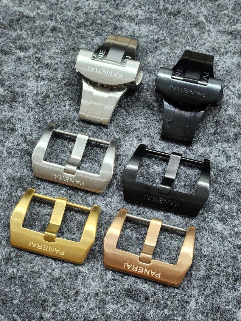 Panerai 22mm Silver Black Rose Gold Watch Deployment Folding Clasp Buckle